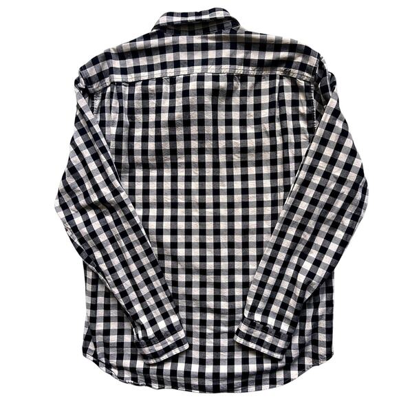 J. Crew Heavyweight Flannel Shirt XL Black Beige Buffalo Check Plaid Men's Slim - Picture 2 of 6